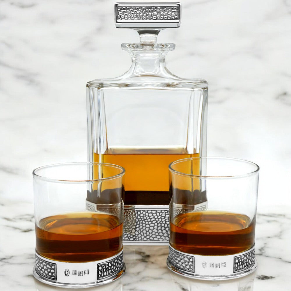 650ml Whisky, Wine &amp; Spirit MANHATTAN RECTANGULAR PEWTER DECANTER