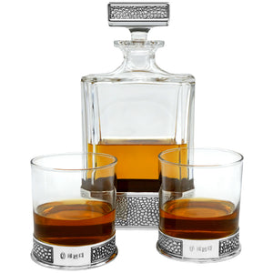 Manhattan 650ml Whisky, Wine & Spirits Decanter Gift Set Includes 4x 11oz Pewter Manhattan Tumblers