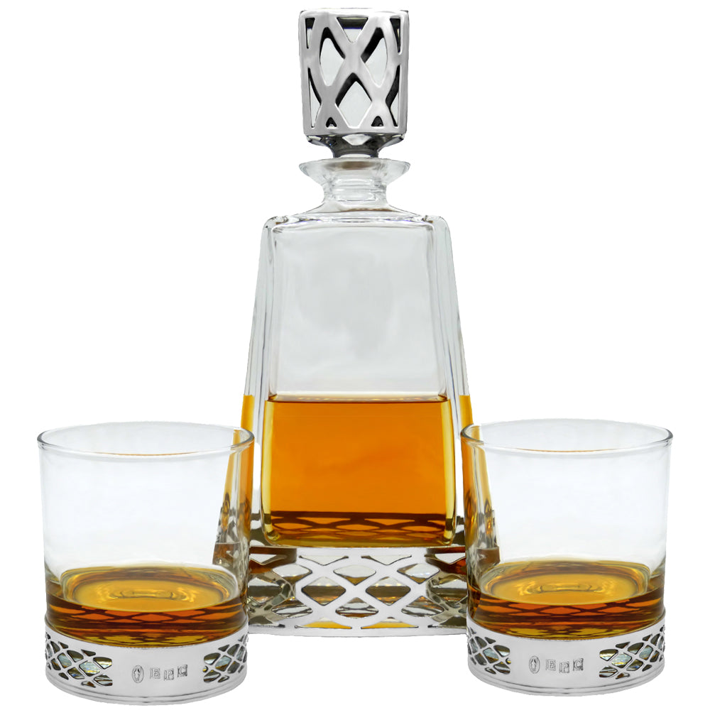 Uisge Beatha 600ml Whisky, Wine &amp; Spirits Decanter Gift Set Includes 2x 11oz Uisge Beatha Pewter Tumblers
