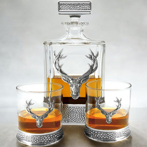 650ml Whisky, Wine & Spirit REGAL STAG RECTANGULAR PEWTER DECANTER