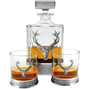 Regal 650ml Whisky, Wine & Spirits Stag Decanter Gift Set Includes 2x 11oz Regal Pewter Tumblers