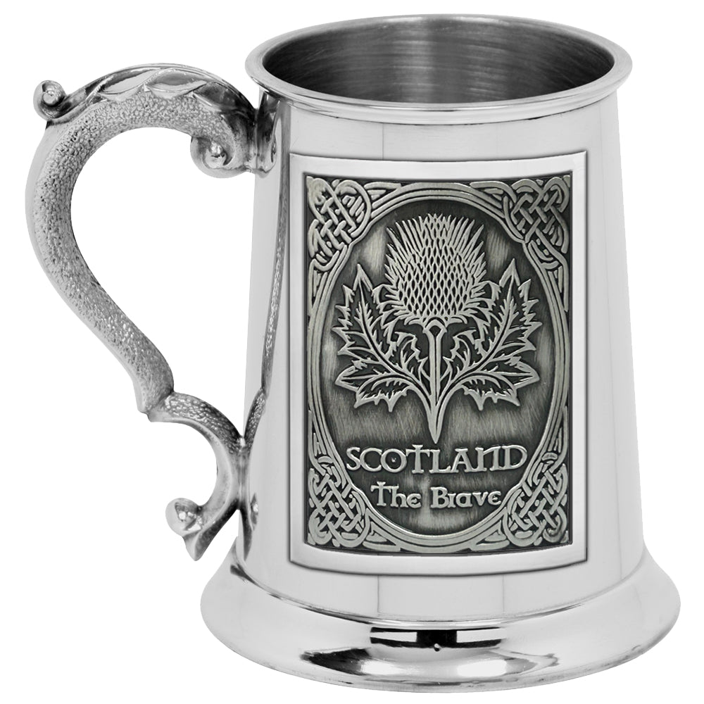 1pt* Pewter Tankard with Embossed Thistle Badge