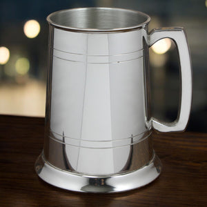 1 Pint* Pewter Beer Mug Tankard With Glass Bottom Base