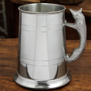 1 Pint* Pewter Beer Mug Tankard With Fox Handle