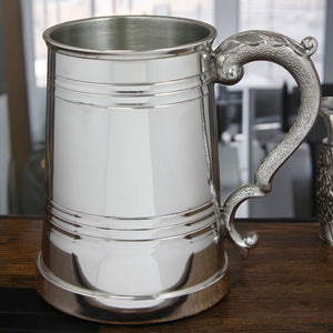 1 Pint* Pewter Beer Mug Tankard With Ornate Handle