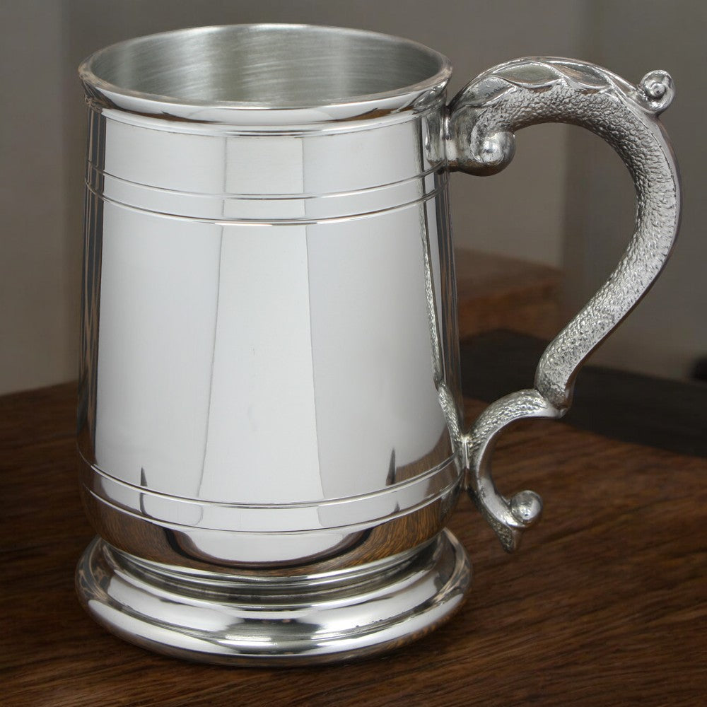 1 Pint Pewter Beer Mug Tankard con manico elegante