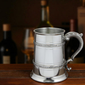 1 Pint* Pewter Beer Mug Tankard with Intricate Celtic Bands