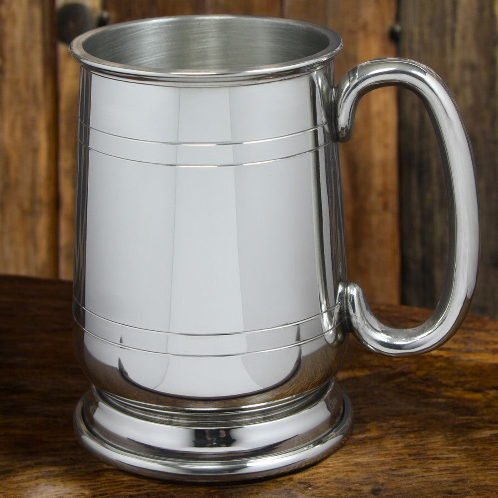 1 Pint Pewter Beer Mug Tankard con manico curvo