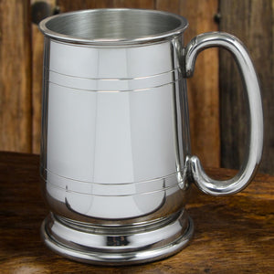 1 Pint* Pewter Beer Mug Tankard With Curved Handle