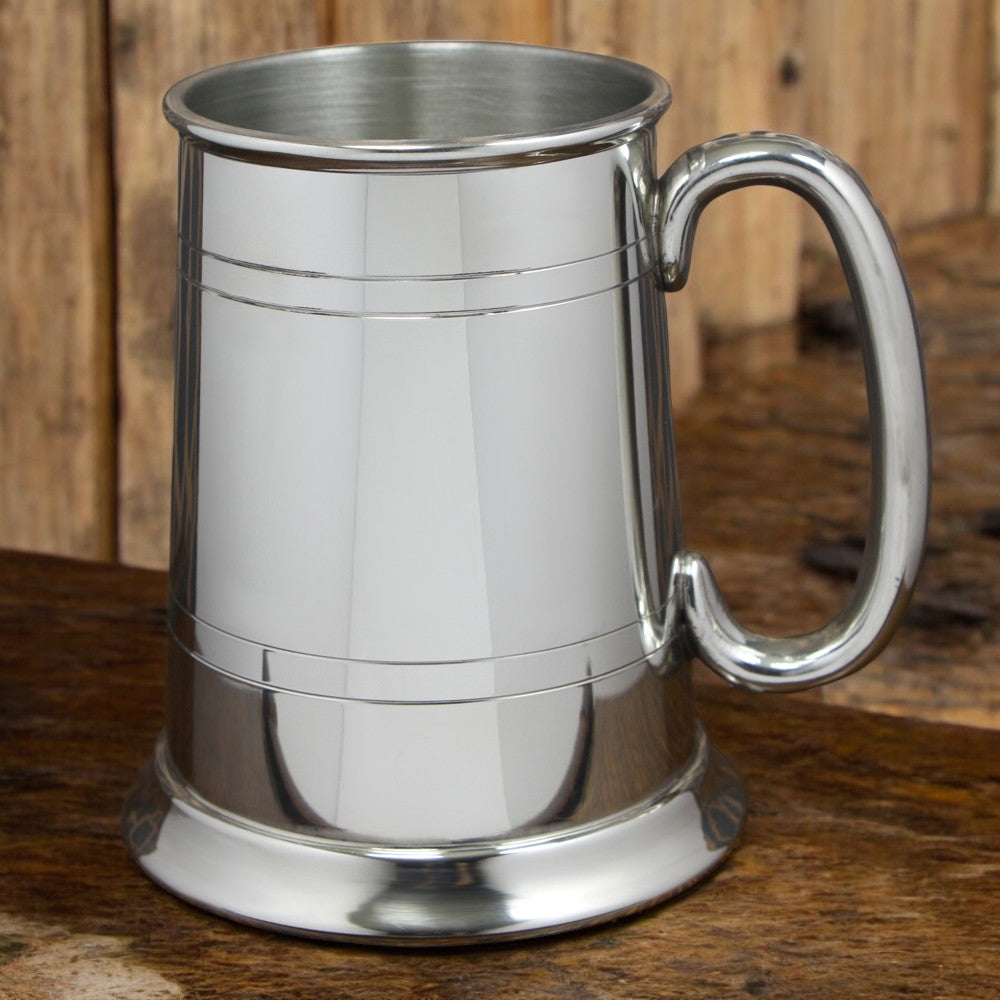 1 Pint* Classic Pewter Beer Mug Tankard With Curved Handle