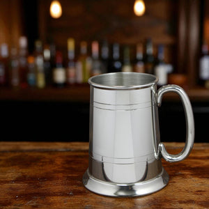 1 Pint* Classic Pewter Beer Mug Tankard With Curved Handle