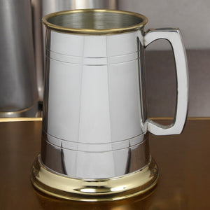 1 Pint* Pewter and Brass Traditional Beer Mug Tankard