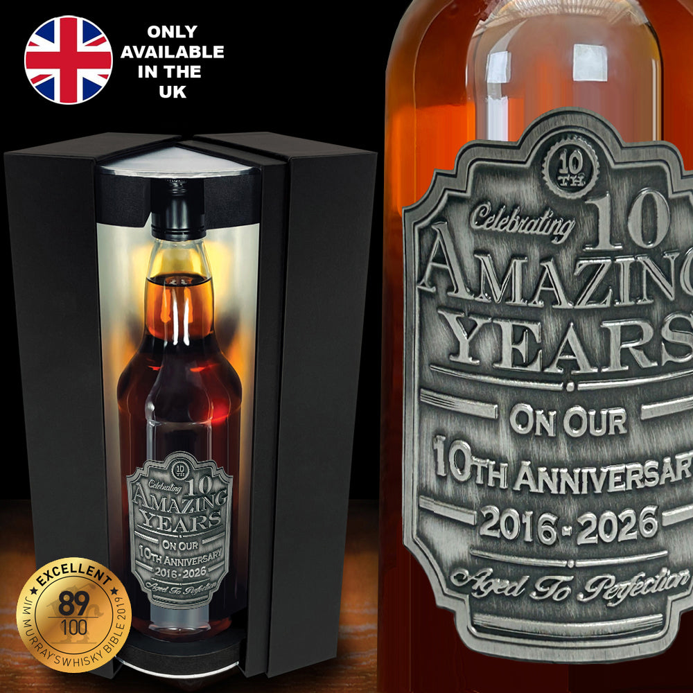 10th Wedding Anniversary Whisky Gift Set Bottle &amp; Box 2016-2026