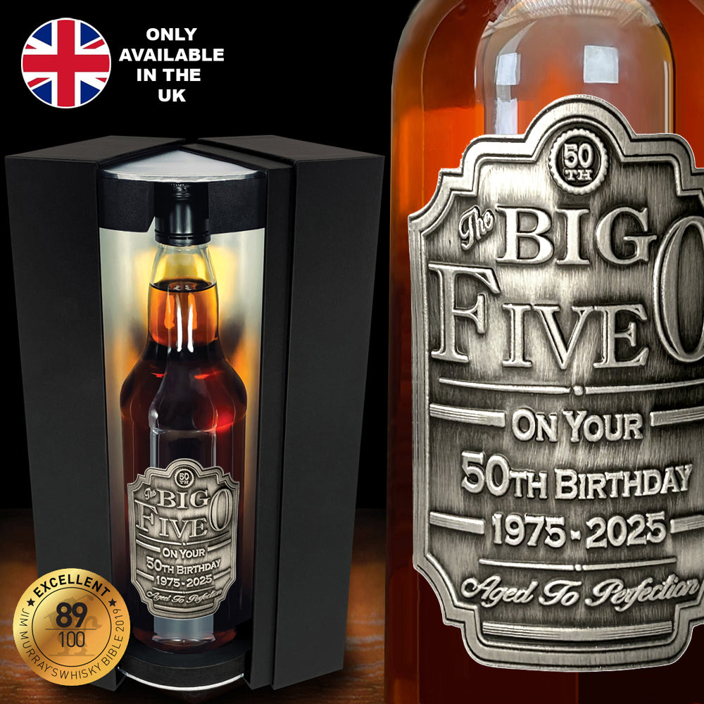 Set regalo 50° compleanno Whisky Bottiglia e scatola
