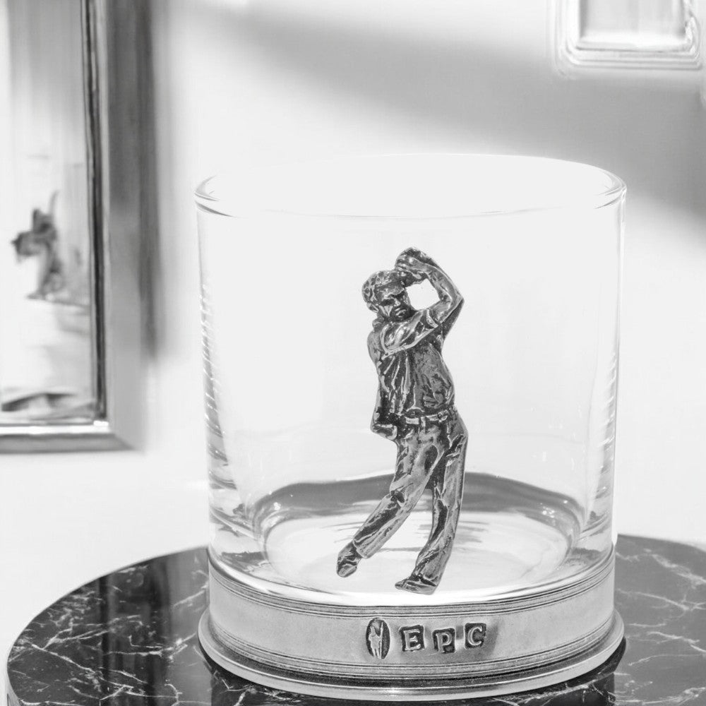 11oz Golf Pewter Whisky Glass Tumbler Set of 2