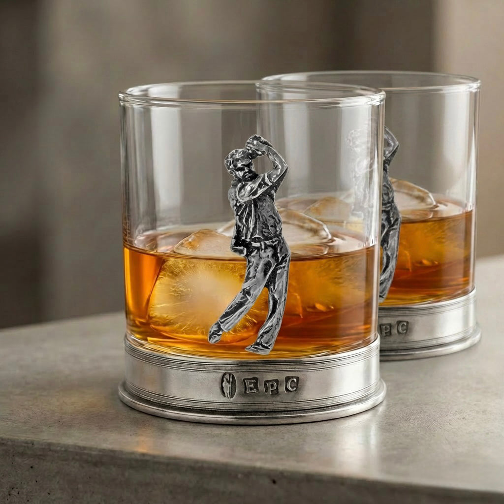 Verre à whisky 11oz Golf en étain, lot de 2