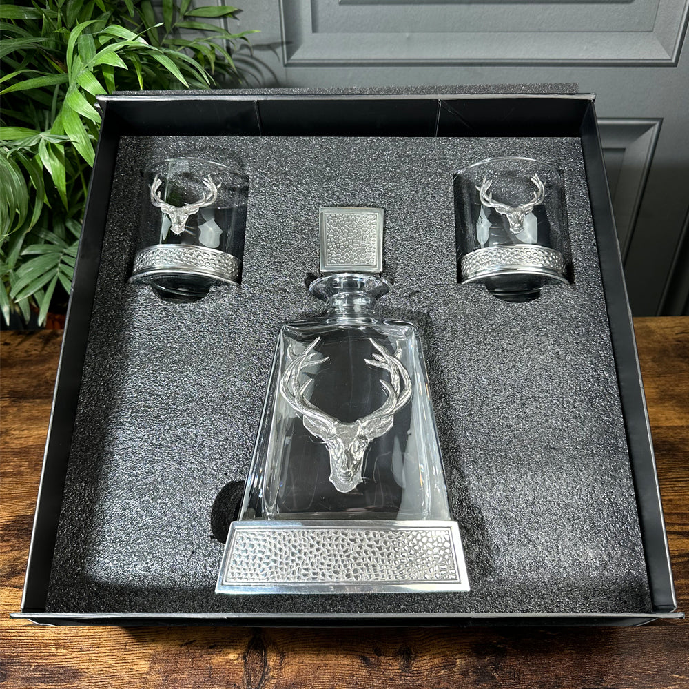 Regal 600ml Whisky, Wine &amp; Spirits Stag Decanter Gift Set Includes 2x 11oz Regal Stag Tumblers
