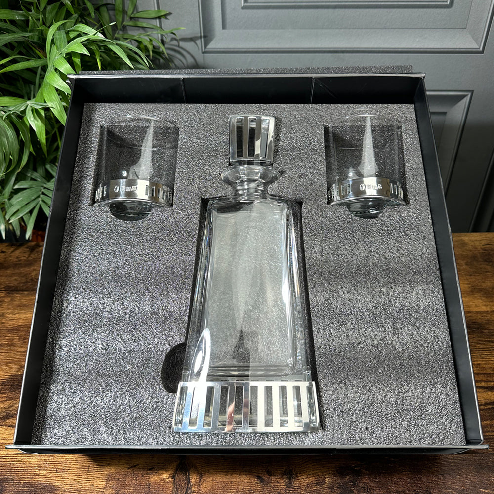 Monaco 650ml Whisky, Wine &amp; Spirits Decanter Gift Set Includes 2x 11oz Monaco Pewter Tumblers
