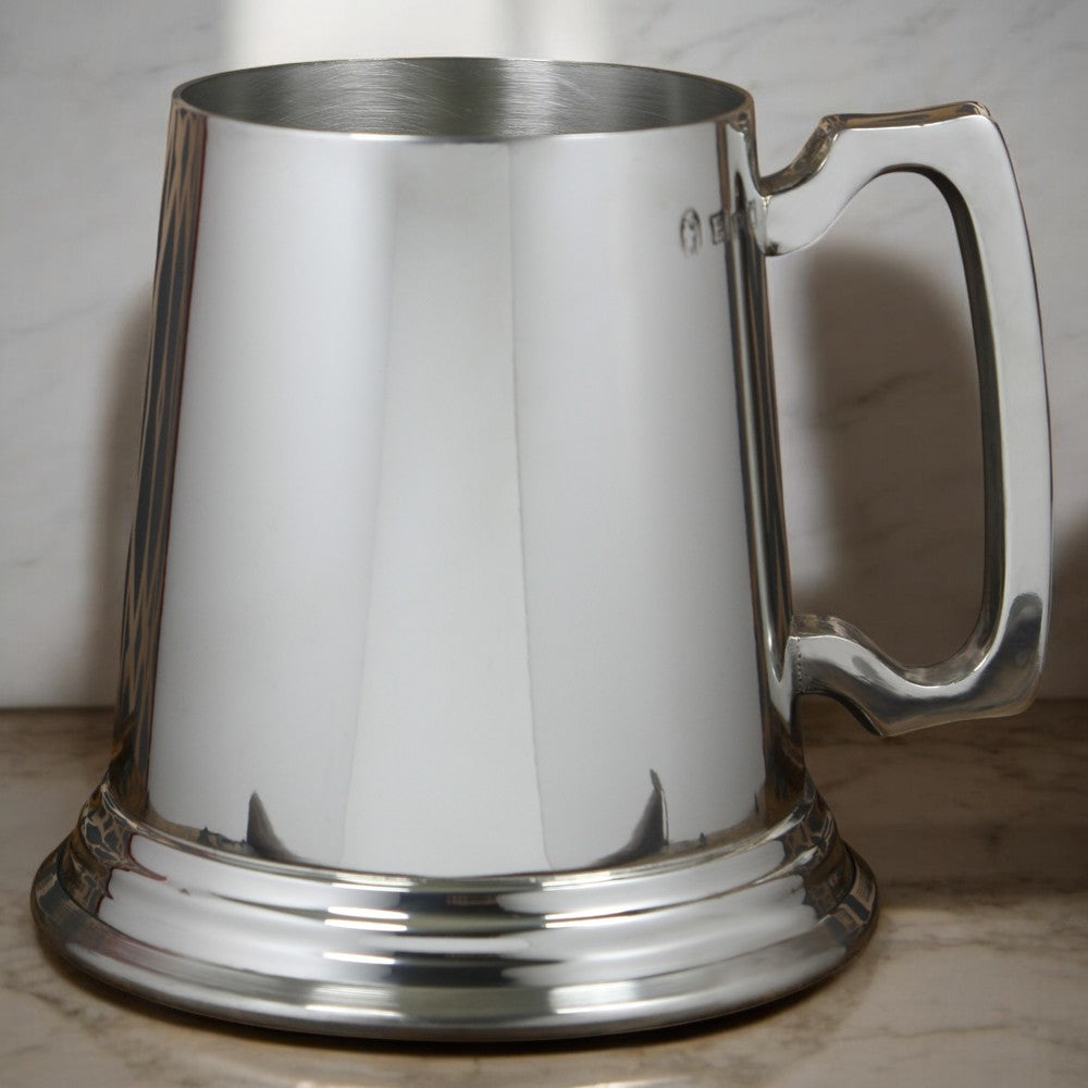 1 Pint Heavy Style Pewter Beer Mug Tankard con manico classico