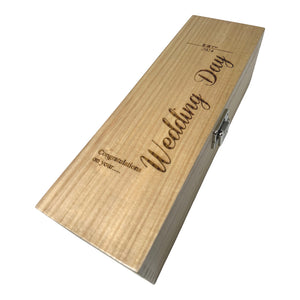Wedding Day Single Hinged Champagne, Wine Or Whiskey Wooden Box 2024