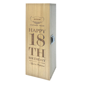 18th Birthday Single Hinged Champagne Wine Or Whiskey Wooden Box 2008