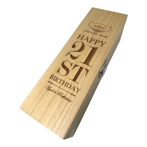 21st Birthday Single Hinged Champagne Wine Or Whiskey Wooden Box 2004