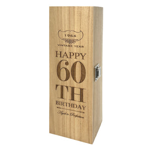 Scatola di legno con cerniera per il 60° compleanno di Champagne, vino o whisky