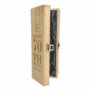 70th Birthday Single Hinged Champagne, Wine Or Whiskey Wooden Box 1956