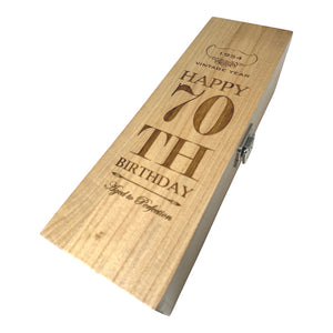 70° compleanno Scatola di legno per champagne, vino o whisky a cerniera singola