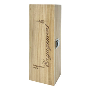 Engagement Single Hinged Champagne, Wine Or Whiskey Wooden Box 2024