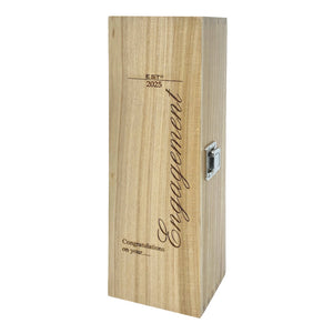 Engagement Single Hinged Champagne, Wine Or Whiskey Wooden Box 2025