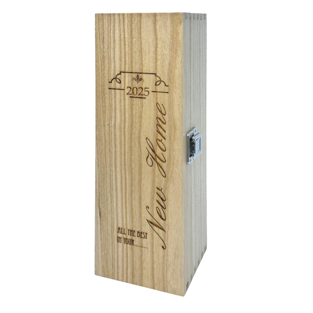 New Home Scatola di legno per champagne, vino o whisky a cerniera singola