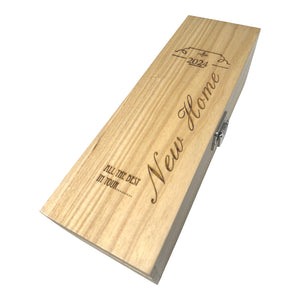 New Home Single Hinged Champagne, Wine Or Whiskey Wooden Box 2024