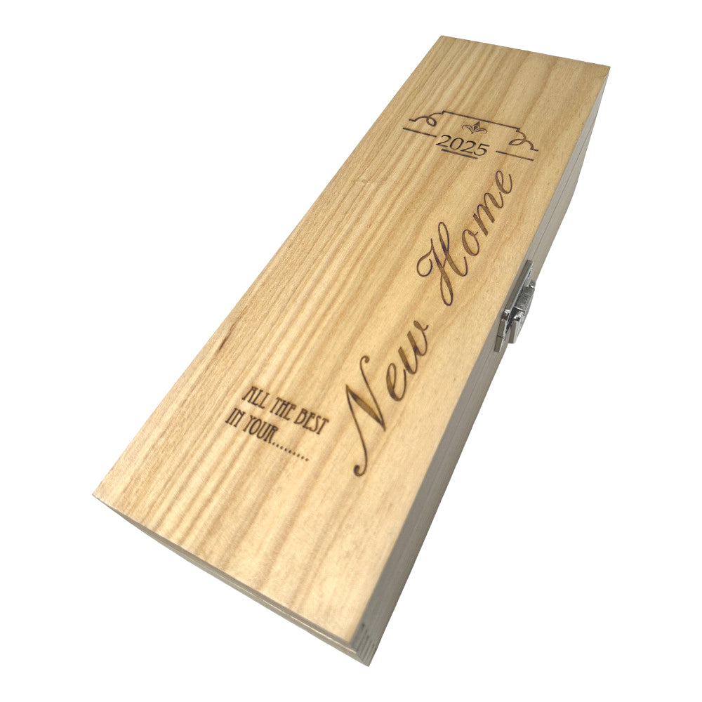 New Home Scatola di legno per champagne, vino o whisky a cerniera singola