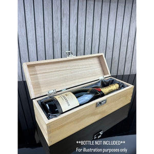 New Home Boîte en bois à charnière unique pour champagne, vin ou whisky