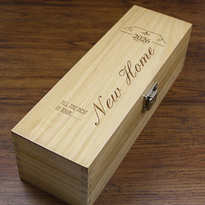 New Home Single Hinged Champagne, Wine Or Whiskey Wooden Box 2026