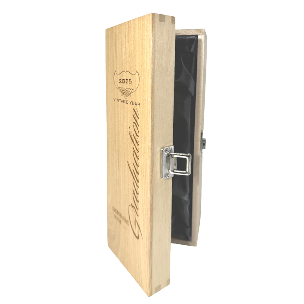 Graduation Single Hinged Champagne, Wine Or Whiskey Wooden Box 2025