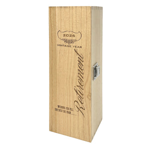 Coffret en bois à charnière unique pour champagne, vin ou whisky "Retirement".