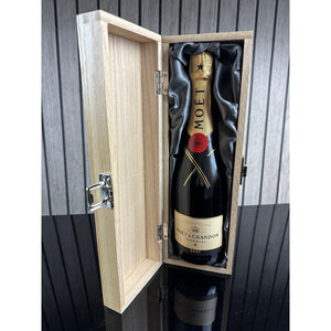 Scatola di legno per champagne, vino o whisky a cerniera singola per il pensionamento