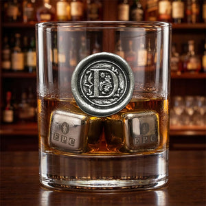 Set of premium stainless steel ice cubes.