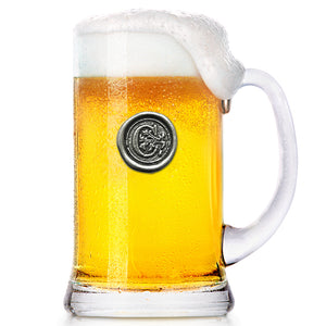 Monogram 1 Pint Glass Beer Mug Tankard Personalised Gift With Pewter Initial