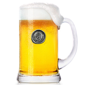 Boccale per birra in vetro da 1 pinta con monogramma, regalo personalizzato con iniziale in peltro