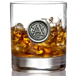 Monogramm Whiskey Whisky Glas Tumbler personalisiertes Geschenk mit Zinn Intial