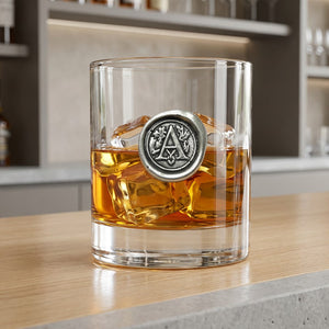 Monogram Whiskey Whisky Glass Tumbler Personalised Gift With Pewter Initial