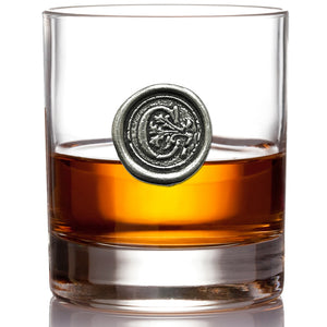 Monogram Whiskey Whisky Glass Tumbler Personalised Gift With Pewter Initial