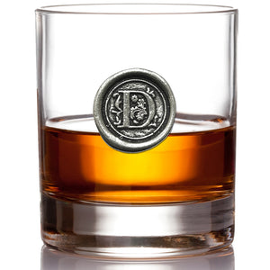 Monogram Whiskey Whisky Glass Tumbler Personalised Gift With Pewter Initial