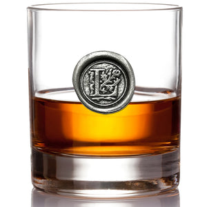 Bicchiere di vetro per whisky Monogram Whisky Regalo personalizzato con iniziale in peltro