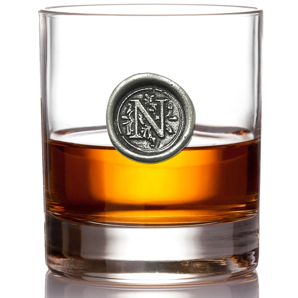 Monogram Whiskey Whisky Glass Tumbler Personalised Gift With Pewter Initial