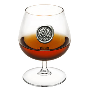 Monogram 410ml Brandy Cognac Snifter Glass Personalised Gift With Pewter Initial