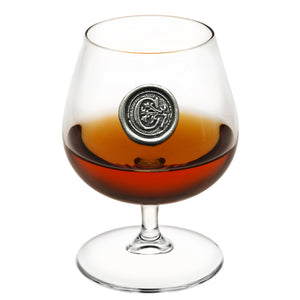 Monogramm Brandy Cognac Snifter Glas personalisiertes Geschenk mit Zinn Intial